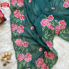 Green Pure Organza Partywear Embroidered Saree