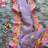 Lavender Georgette Silk Embroidered Partywear Saree