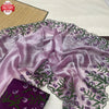 Lavender Chinnon Silk Thread And Zari Embroidered Partywear Saree