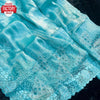 Sky Blue Jimmy Choo Silk Embroidered Partywear Saree