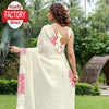 Creamy Off-white Faux Georgette Partywear Multi-sequins Saree