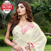 Creamy Off-white Faux Georgette Partywear Multi-sequins Saree