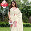 Creamy Off-white Faux Georgette Partywear Multi-sequins Saree