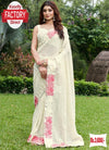 Creamy Off-white Faux Georgette Partywear Multi-sequins Saree