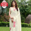 Creamy Off-white Faux Georgette Partywear Multi-sequins Saree