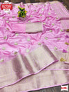 Lavender Pure Chinnon Crepe Silk Sequins Work Partywear Saree