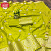 Light Green Pure Chinnon Crepe Silk Sequins Work Partywear Saree