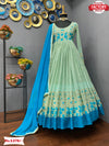 Sea Green Embroidered Partywear Gown