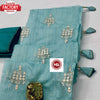 Sky Blue Organza Partywear Embroidered Saree