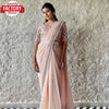 Peach Georgette Embroidered Partywear Saree