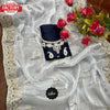 White Jimmy Chiffon Embroidered Partywear Saree