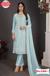 Light Blue Georgette Partywear Kurtha Piece