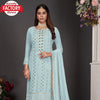 Light Blue Georgette Partywear Kurtha Piece