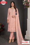 Peach Georgette Partywear Kurtha Piece