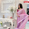 Pink and Purple Sequins Partywear Saree With Readymade Blouse