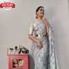 Ash Viscose Zari Ready To Wear Saree With Belt