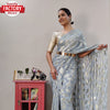 Ash Viscose Zari Ready To Wear Saree With Belt