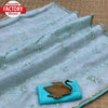 Light Blue Organza Embroidered Partywear Saree