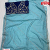 Sky Blue Sequins And Zari Worked Partywear Saree