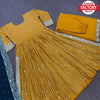 Mustard Yellow Partywear Long Kurtha Pant Dupatta Set