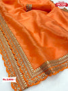 Light Orange Organza Partywear Saree