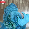 Sky Blue Designer Organza Handbrush Saree