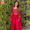 Red Indowestern Shrug Sharara Set