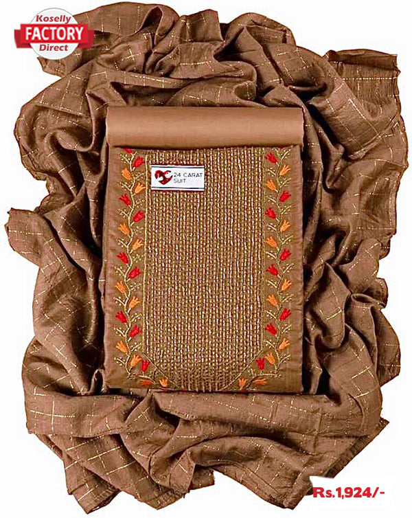 Brown Embroidered Kurtha Suruwal Piece