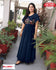 Navy Blue Embroidered Partywear Gown