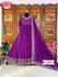 Wine Partywear Gown With Dupatta