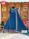 Light Blue Partywear Gown With Dupatta