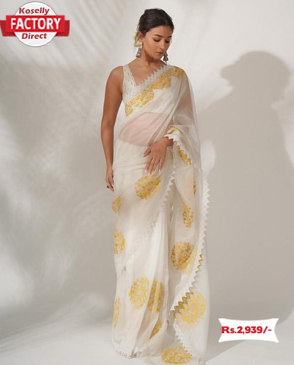 White Designer Bollywood Saree