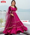 Magenta Wide Flared Partywear Gown