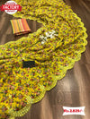 Yellow Digital Printed Pure Organza Partywear Saree