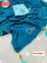 Teal Blue Pure Dola Silk Embroidered Partywear Saree