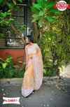 Pastel Orange Soft Organza Embroidered Partywear Saree