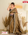 Nugget Gold Organza Silk Partywear Saree With Readymade Blouse