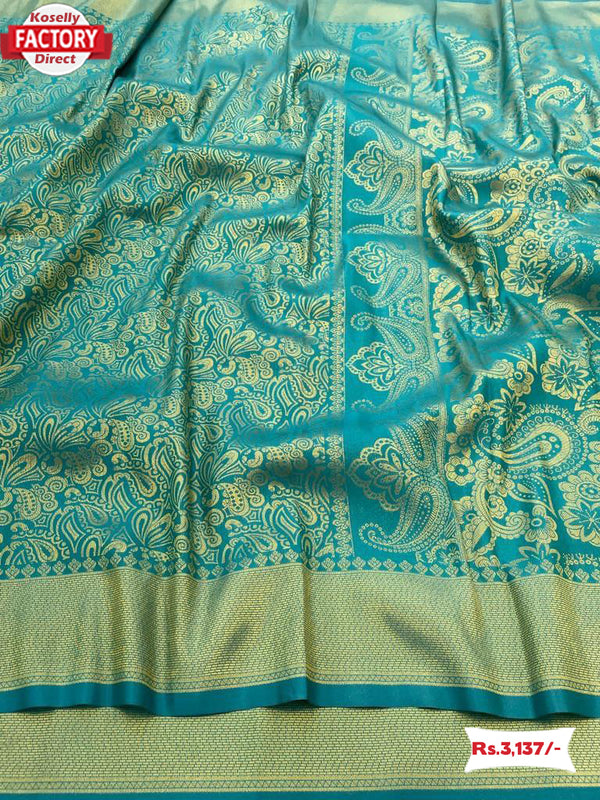 Sky Blue Kanjivaram Pure Silk Saree