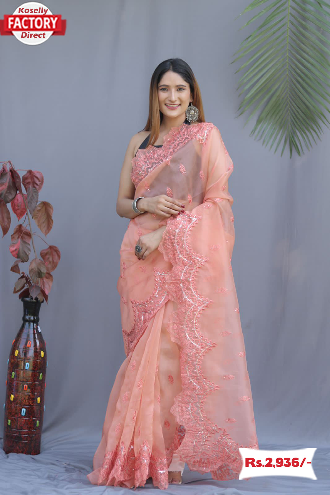 Organza Saree embellished with dori, Hand emrodiery and cut-work Saree With  beautiful Design….