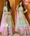 Light Green Embroidered Partywear Gown With Dupatta