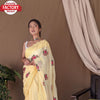 Light Yellow Pure Georgette Silk Partywear Saree