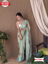 Sage Green Pure Georgette Silk Partywear Saree