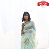 Sea Blue Pure Organza Handwork Partywear Saree