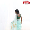 Sea Blue Pure Organza Handwork Partywear Saree