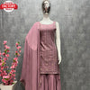 Mauve Pink Partywear Kurtha Sharara Dupatta Set