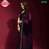 Wine Partywear Sequins Saree