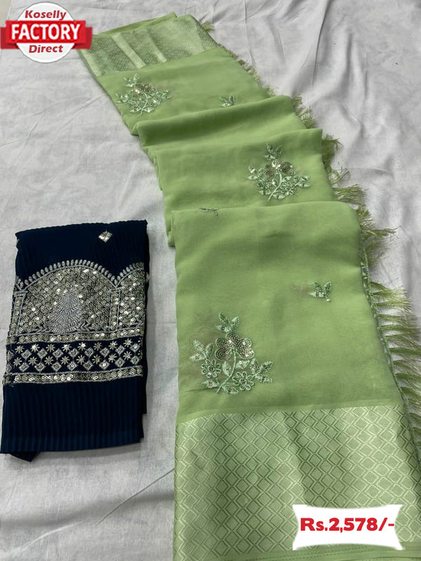 Light Green Georgette Partywear Saree