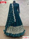 Teal Blue Partywear Gown Dupatta Set