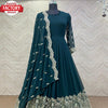 Teal Blue Partywear Gown Dupatta Set