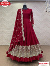 Maroon Partywear Gown Dupatta Set